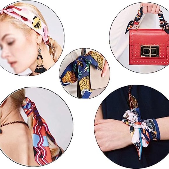 Passion Black Gold White Abstract Silk Twilly Scarf - Picture 3 of 4